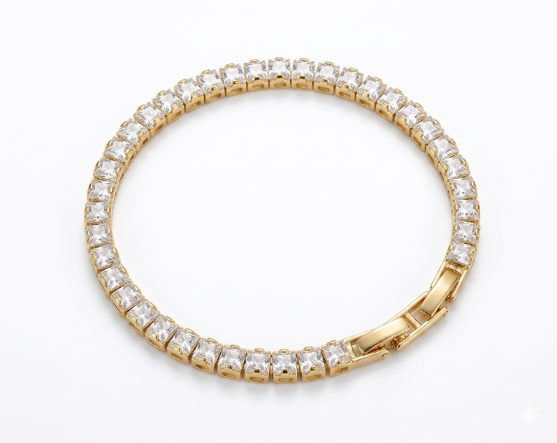 Tennis Bracelet – Gold | Clear