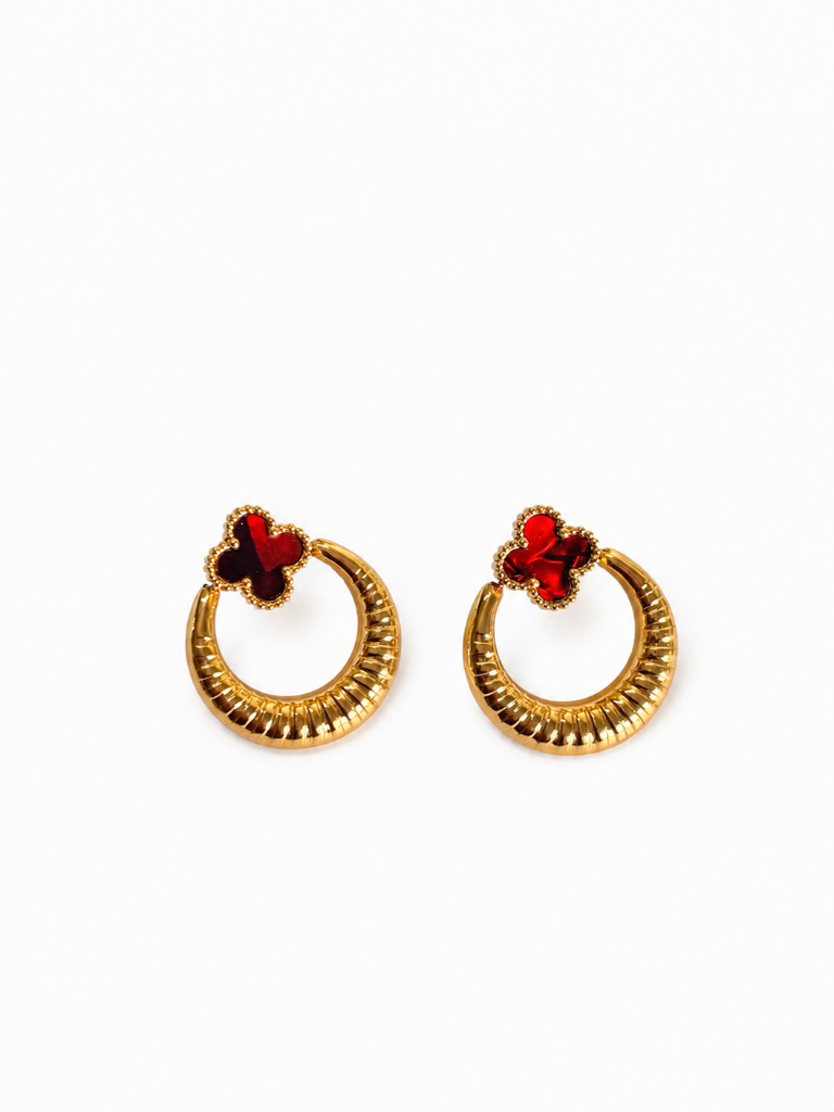 Ruby Clover Drop Earrings