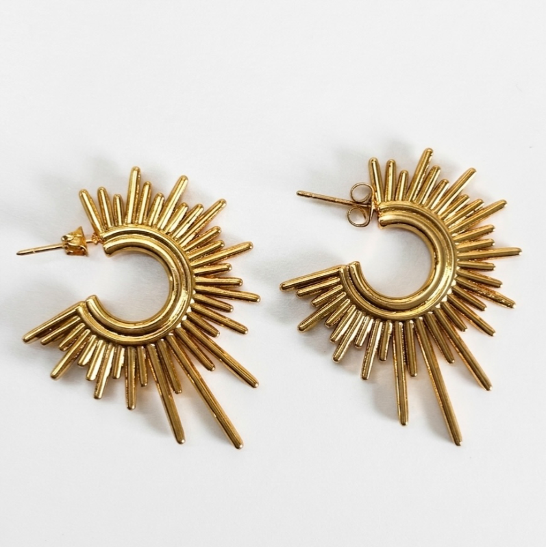 Solar Burst Hoop Earrings