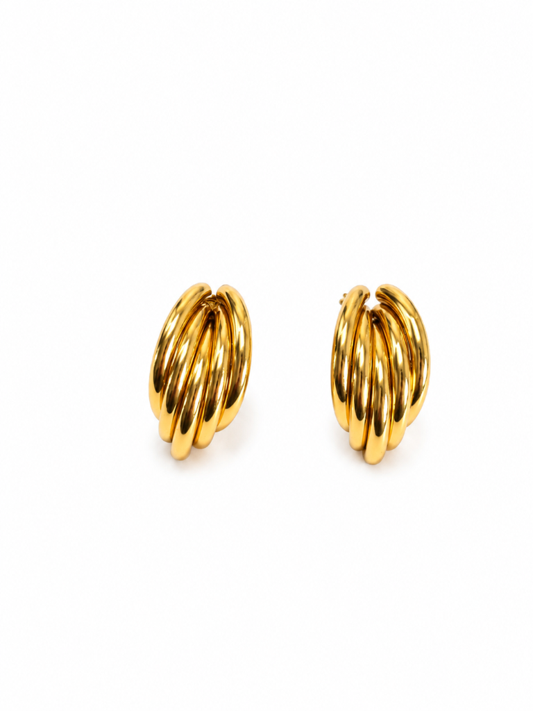 Golden Wave Stud Earrings