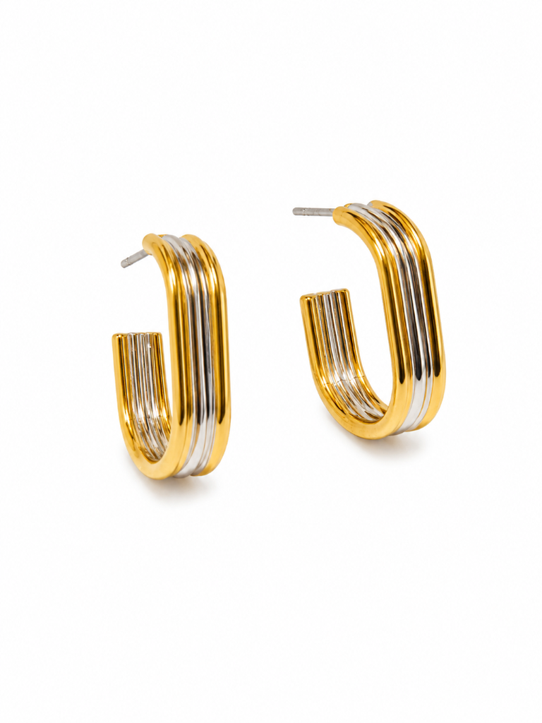 Two-Tone Layered Hoop Earrings