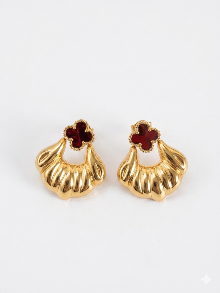 Crimson Clover Drop Earrings